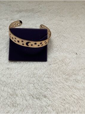 Gold Moon & Star Cutout Cuff Bracelet - Women Jewelry